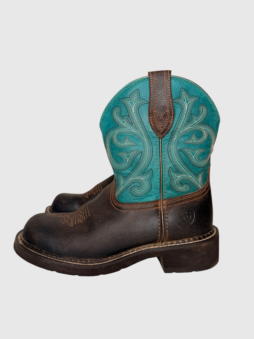 Ariat Fat Baby Brown turquoise western boot